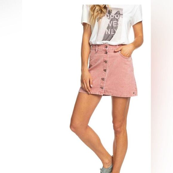 ROXY CORDUROY BUTTON DETAIL MINI SKIRT‎ SIZE S - Picture 1 of 6